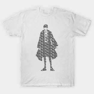 Mashle : Magic and Muscles Anime Characters Design : Mash Burnedead Minimalist Silhouette with Cool Transparent Black Text Typography T-Shirt